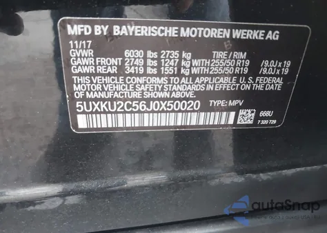 2018 BMW X6 xDrive35I from USA, damaged, VIN 5UXKU2C56J0X50020